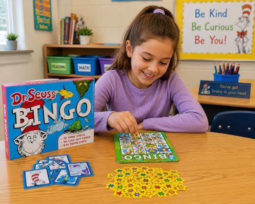 Fun Express Dr. Seuss Bingo Game Set - 32 Cards, Ages 4-8