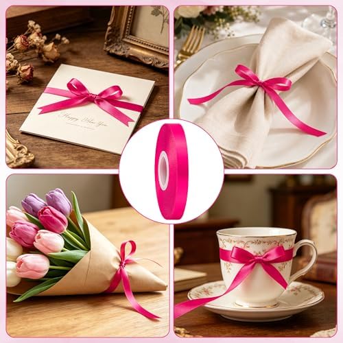 3/8In 30Yards Rose Red Thin Ribbon for Gift Wrapping Valentine's Wedding