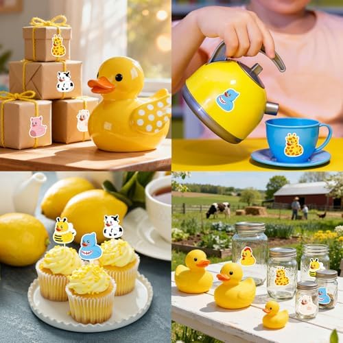 Whaline 1000 Pcs Animal Rubber Duck Roll Stickers Self-Adhesive Funny Safari Zoo Animal Duck Label Decals for Envelope Water Bottle Scrapbook Decor Birthday Party Supplies