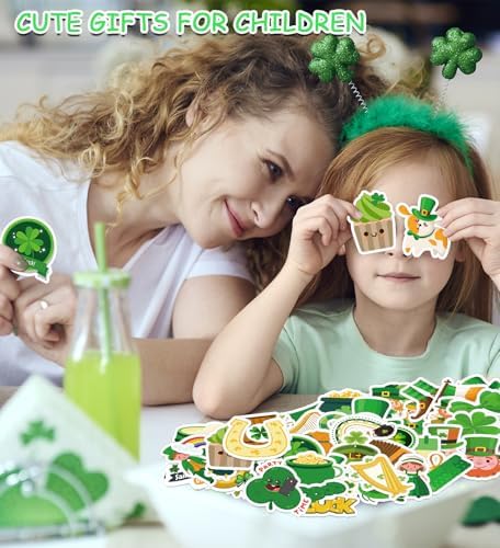 St Patricks Day Stickers for Kids - St Patricks Day Accessories - 100Pcs Shamrock Stickers,St. Patrick’s Day Crafts for Kids, St Patricks Day Gifts Treats Party Favors for Boys Girls