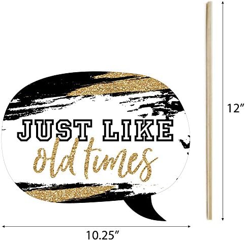 Class Reunion - Black & Gold Photo Booth Prop Kit, DIY Props - 20pc