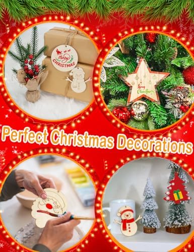 WOHOHOHO 45Pcs 9 Designs Christmas Unfinished Paintable Blank with Tray