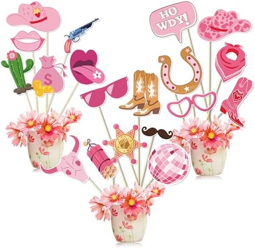 19 Pieces West Cowgirl Photo Booth Props Kit, Cowgirl Western Party Decorations Selfie Props for Western Cowboy Theme Party Favors Supplies (Cowgirl)