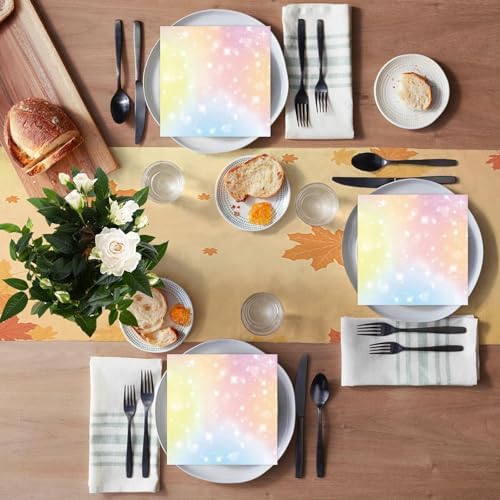 50 Pcs Pastel Paper Napkins 6.5 x 6.5 Inches, Rainbow Theme Disposable Luncheon Dinner Party Napkins Cocktail Napkin for Baby Shower Weddings Birthday Party Decorations (Pastel)