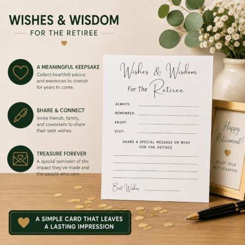 Retirement Advice Cards, Wishes & Wisdom for the Retiree, 25 Cards, Retirement Party Guest Activity, Retirement Wishes Keepsake, Guest Book Alternative