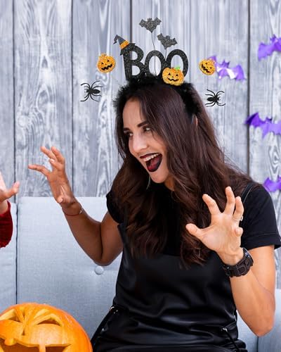 Cute Halloween Headband BOO Ghost Headband Sparkling Halloween Headbands for Halloween Costume