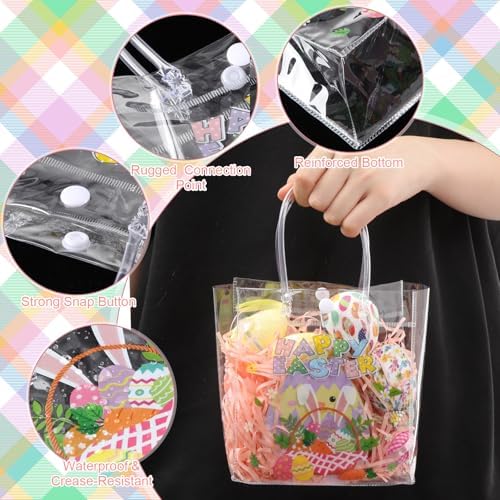 Aliceset 24 Pcs Clear Gift Bags with Handle, PVC Party Favors Bunny Ear