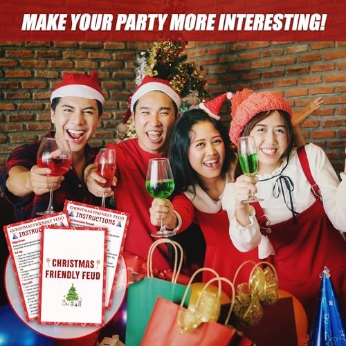 Christmas Friendly Feud Game, Funny Christmas Party Games, Friendly Feud Trivia Quiz for Family, Winter Xmas Holiday Party Supplies for Adults -09