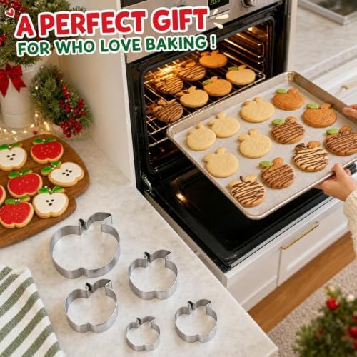 Apple Cookie Cutters for Teacher's Day Party, 5 Pack (Apple)