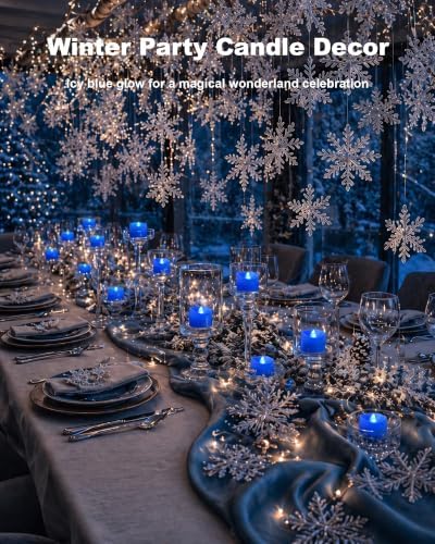 Homemory 50-Pack Blue Flameless Battery Tea Light Candles, 200+ Hours