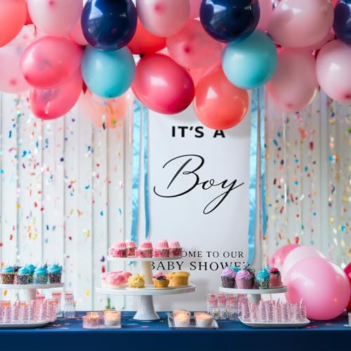Oudain 60x24 Inch It's a Boy Banner Baby Shower Burlap Backdrop