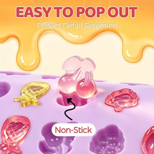 Fruit Snack Molds, 4pcs Gummy Molds Silicone Chocolate Candy Molds