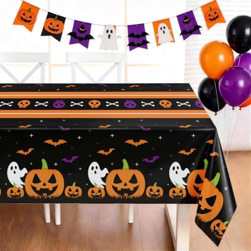 Childom 3 Pack Halloween Tablecloth for Rectangle Table,Halloween Decor