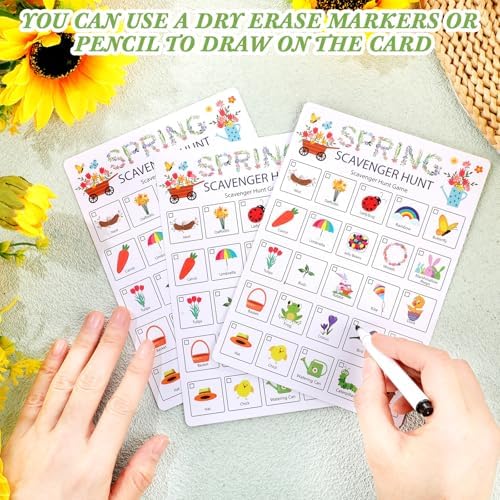 Hoolerry 30 Pcs Scavenger Hunt Cards for Kids Activities,Spring