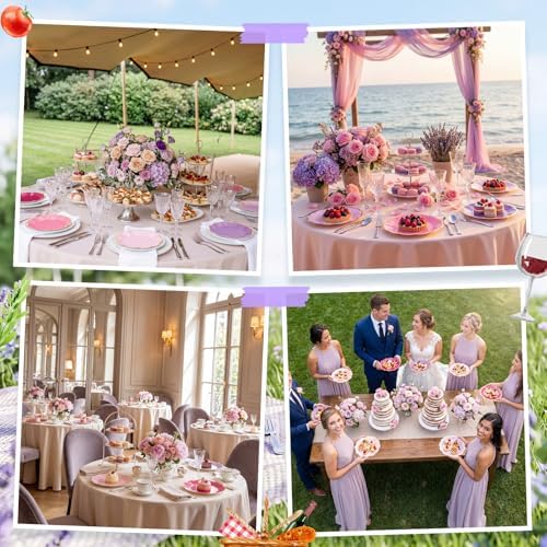 72 Pcs Pink and Purple Paper Plates 9 Inch Disposable