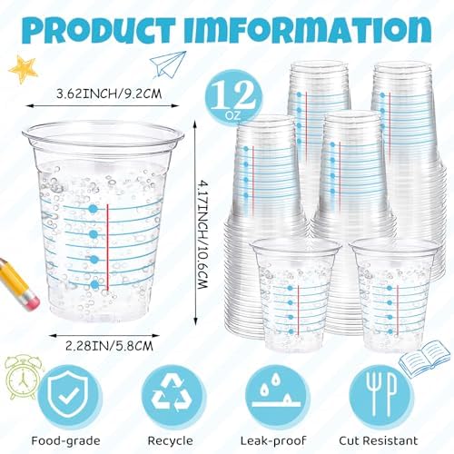 Funnymoom 60 Pack Back to School Cups, Blue Notebook Design, 12oz