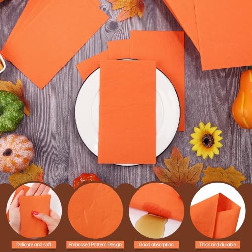 Kochorie 100 Pieces Thanksgiving Maple Leaf Napkins Embossed Fall Leaves Paper Napkins 7.8 x 4.3 Inches Disposable Napkins 2-Ply Fall Paper Hand Towels for Thanksgiving Harvest Autumn Party Supplies
