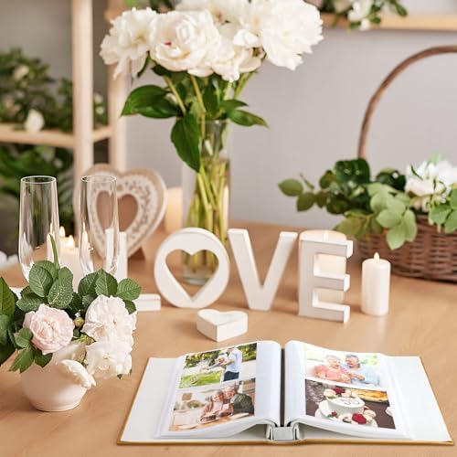 Dunzoom 50th Anniversary Wedding Photo Album Leather Gold Heart Window