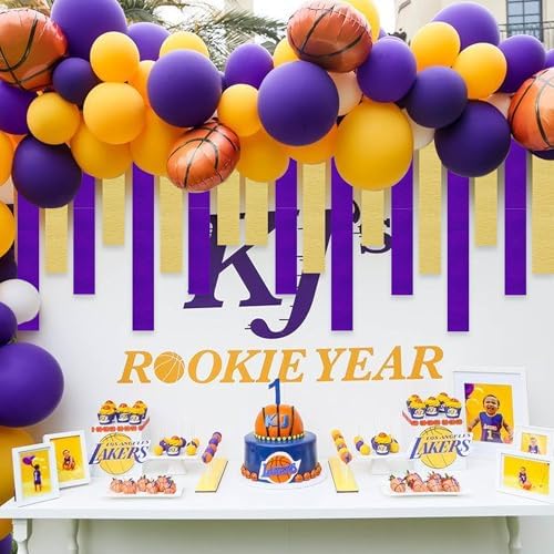 BEISHIDA 8 Rolls Purple and Gold Crepe Paper Streamers for Graduation Lacker Basketball Party Decorations Birthday Baby Shower Wedding DIY Craft Paper(1.8 Inch x 82 Ft/Roll)