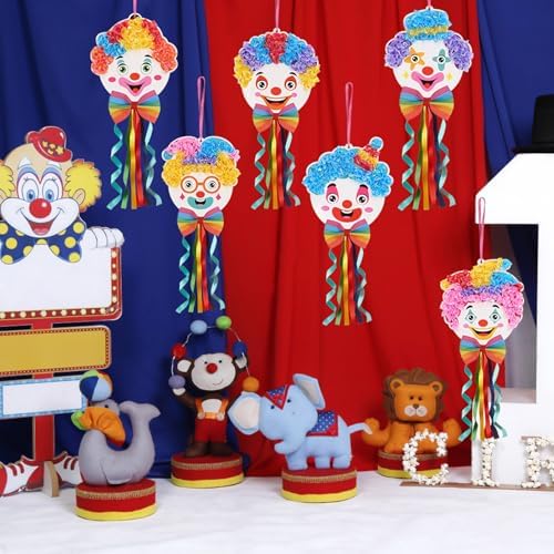 Fennoral 12 Pack Clown Craft Kit for Kids Make You Own Carnival Circus Poke in Art Craft Kits DIY Carnival Creative Activity Birthday Party Decoration