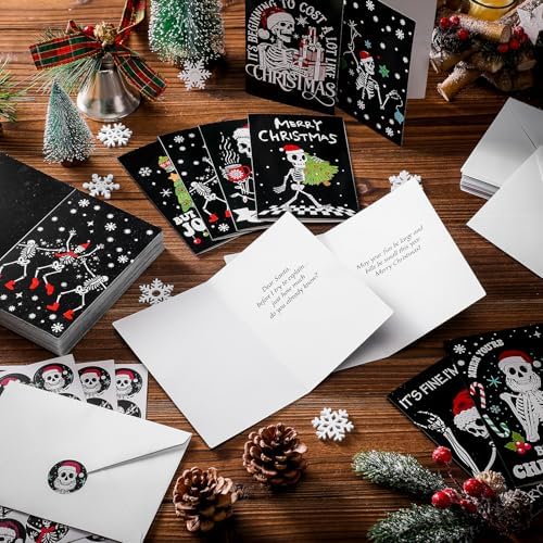 Motiskyy 100 Sets Christmas Cards with Envelopes Sticker, Gothic