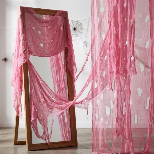 197"x71" Pink Halloween Scary Gauze, Spooky Cloth Party Decoration
