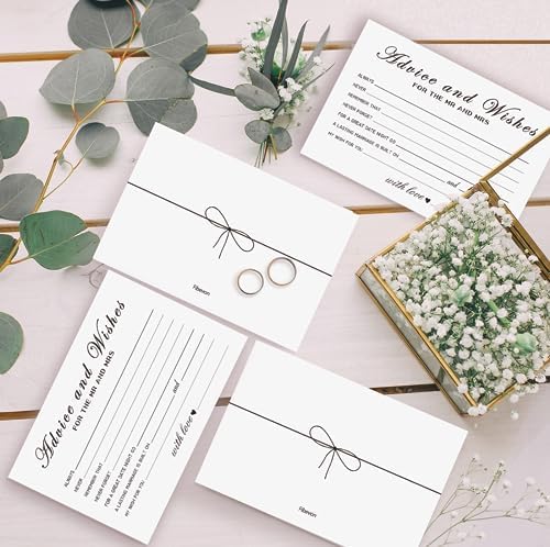 Advice and Wishes Cards for the New Couples Mr and Mrs, Bride and Groom, Newlyweds, Perfect 50 Pcs Wedding Advice Cards for the Wedding Reception Decorations/Bridal Shower Party
