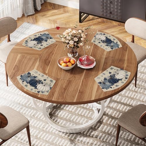 Artoid Mode Navy Blue Pumpkins Fall Wedge Placemats Set of 4-12 x 18 Inch