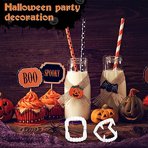 Set of 6 Halloween Napkin Ring Holder Buckle Vampire Fangs Teeth Napkin Rings Metal Alloy Napkin Rings Spooky Napkin Holder Ring Serviette Ring Holders for Halloween Party Dinner Table Decor (White)