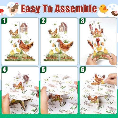 ANGOLIO Chicken Birthday Cupcake Stand - 3 Tiered Hen Party Decorations