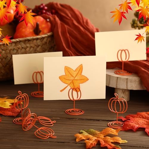 Rtteri 30 Pcs Orange Pumpkin Picture Holders 2 Inch Fall Table Number