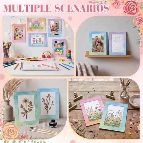 AmazingSpark 50 Pack Paper Picture Frames with Stands, Pastel Colors