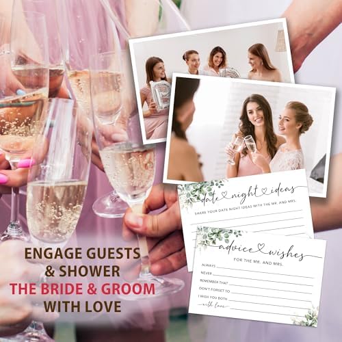 50 Pcs Advice and Wishes for the Mr and Mrs Cards - Bridal Shower Guest Book, Wedding Reception Decor, Newlywed Games, Engagement Party & Anniversary Keepsake -B04
