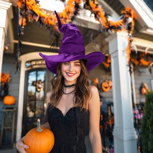 Ibeauti Witch Hat Women Large Ruched Halloween Witch Hat Costume Accessory for Party
