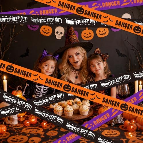 SWRT 3 Pack Halloween Decorations Caution Tape, 3 in x 30 Ft (Total 90 Ft)