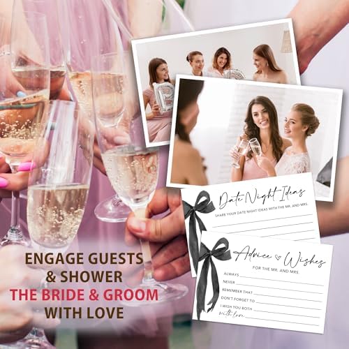 50 Pcs Advice and Wishes for the Mr and Mrs Cards - Bridal Shower Guest Book, Wedding Reception Decor, Newlywed Games, Engagement Party & Anniversary Keepsake -B07