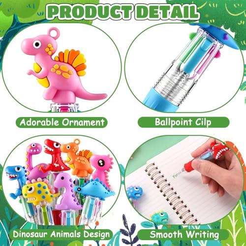 36pcs Mini Multicolor Dinosaur Pens in One for Party Favors Birthdays Gifts