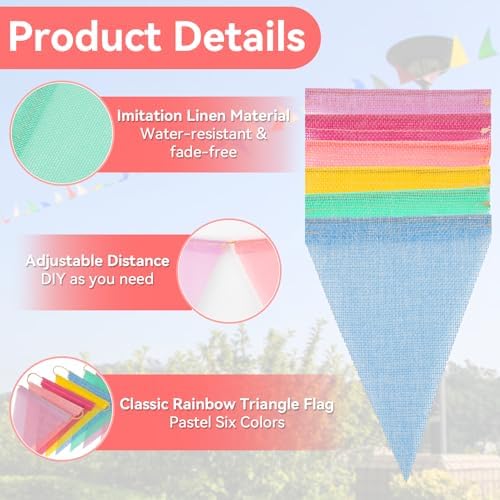 MAQIHAN 78.6 Feet Colorful Pennant Banner Flags - Triangle Bunting