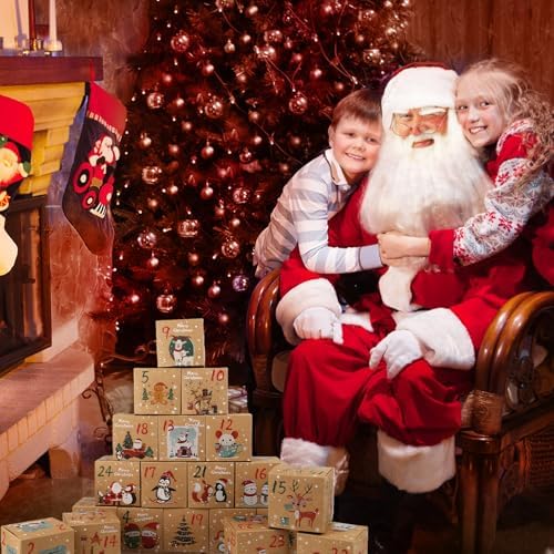 ONESING 24 Pcs DIY Christmas Advent Calendar Boxes for 2026, 24 Days Countdown Calendar Gift for Adults and Kids Christmas Kraft Cardboard Number Boxes Make & Fill Your Own Advent Calendar Boxes