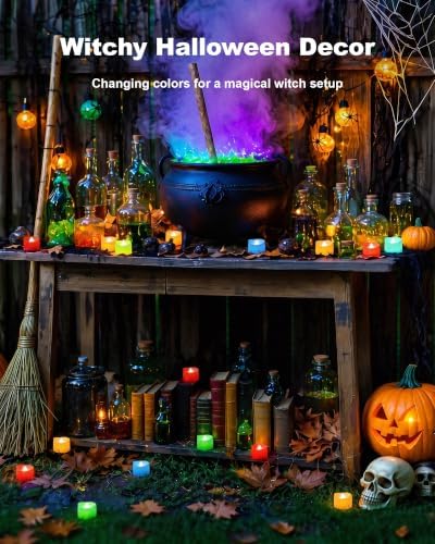 Homemory 50-Pack 7-Color Changing Flameless Tea Light Candles, 200+ Hours