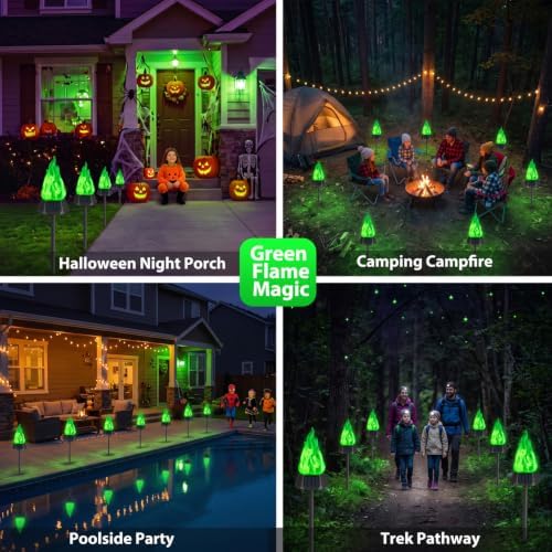 Toodour Solar Halloween Lights Outdoor, 4 Pack Solar Torch Light Waterproof
