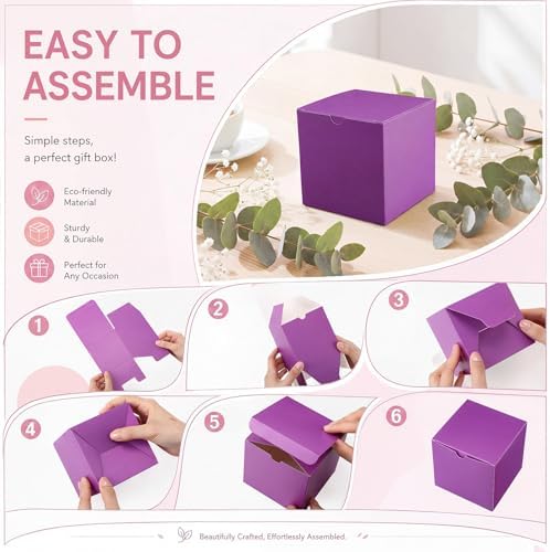 Zhehao 48 Pack Pink and Purple Gift Boxes 12 Colors Small Cardboard