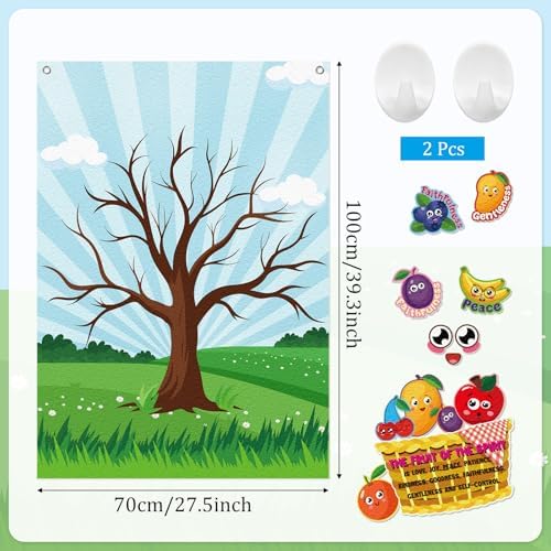 Cinrobiye Fruit of The Spirit Felt Bulletin Board Make Your Own Fruit of the Spirit Tree Crafts DIY Christian Bible Scene Set for Church VBS Sunday School Classroom Activities