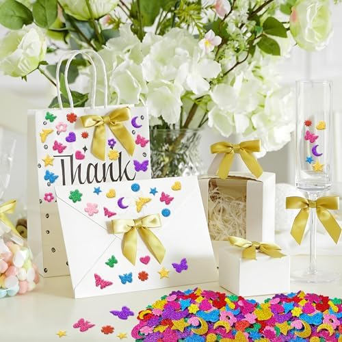 Foam Stickers, 700 PCS Glitter Foam Butterfly Flower Moon Stickers,7 Colors