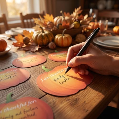 50 Count Thanksgiving Pumpkin Place Cards I Am Thankful For Shaped Cutout