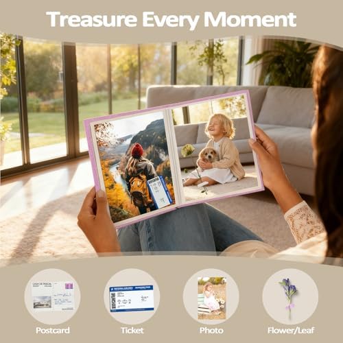Popotop 2 Pack Photo Album 4x6 Pictures, Small Linen Slip-in Photo Albums Book for 80 Photos with 40 Pockets, Birthday Gifts for Women Mom Family Baby