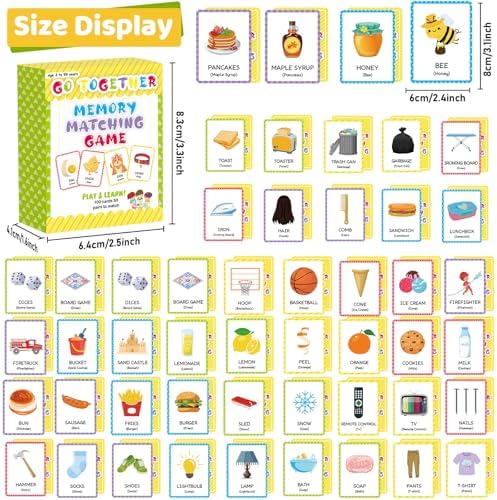 gisgfim 100 PCS Go Together Memory Matching Game Associations Learning Flashcards Educational Vocabulary Sorting Concentration Memory Card for Preschool Ages 3-8 A Fun & Fast Activities Matching Games