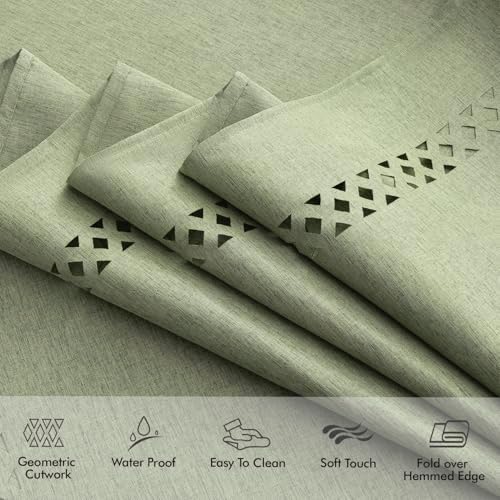 MIULEE Sage Green Rectangle Tablecloth with Decorative Cutouts 60x84 Inch