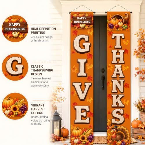 Thanksgiving Decorations - Thanksgiving Porch Banner for Fall Outdoor Decor
