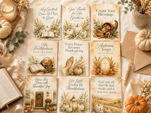 Religious Thanksgiving Cards, 18 Christian 5x7 Cards with Envelopes